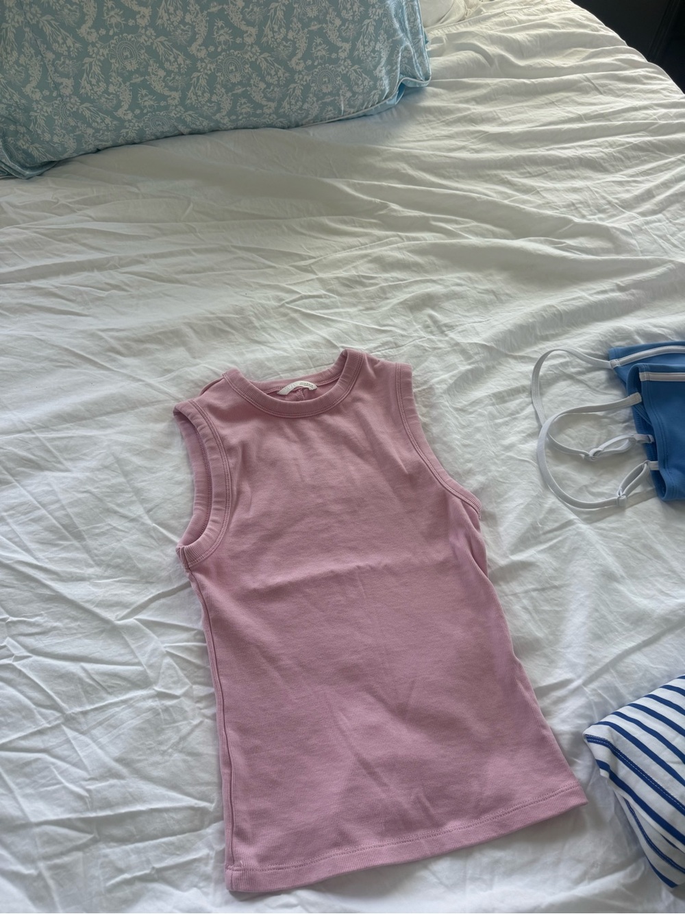Zara Light Pink Ribbed Tank Top